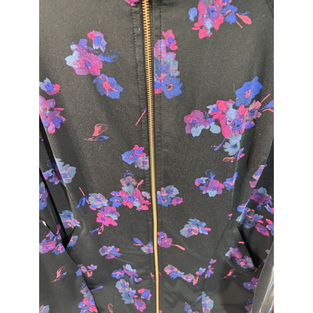 Livi Active Floral Full Zip Jacket Black Purple Mesh Back Peplum Plus Size 18/20 - Picture 4 of 8